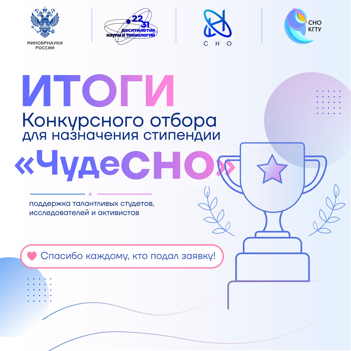 Стали известны обладатели степендии «ЧудеСНО» 