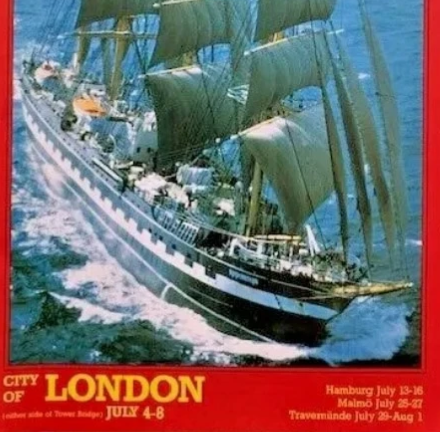 The barque Krusenstern visited London in 1989